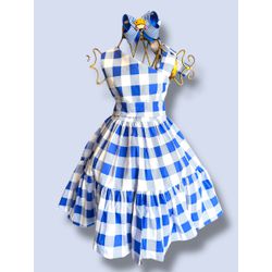 Vestido Helena - xadrez azul - Ateliê NewBaby