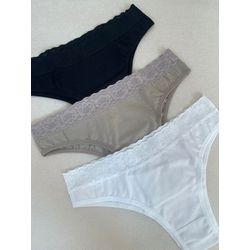 Kit Calcinha Cotton Com Renda - 360 - ATELIÊ DA LINGERIE