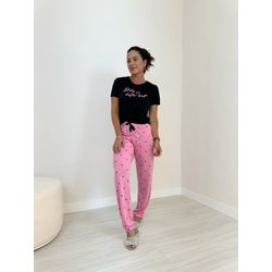 Pijama Calça Mc Cos Elastico Preto - 55911 - ATELIÊ DA LINGERIE