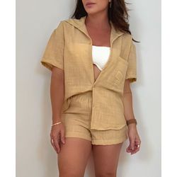 Conjunto Shorts E Camisa Areia - 2477403 - ATELIÊ DA LINGERIE