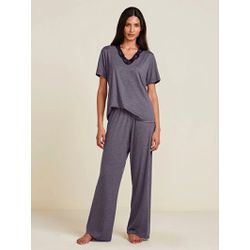 Pijama Longo Manga Curta Moon Mescla - 165056 - ATELIÊ DA LINGERIE