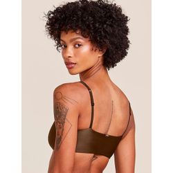 Top Com Bojo Removivel Acetinado Marrom - 21088 - ATELIÊ DA LINGERIE