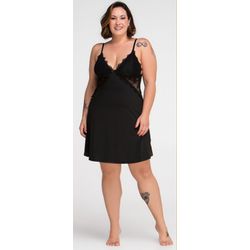 Camisola Laiz Plus Preto - 11410 - ATELIÊ DA LINGERIE
