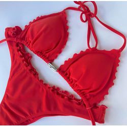 Biquini Ripple Detalhe Passante Vermelho - 510836 - ATELIÊ DA LINGERIE