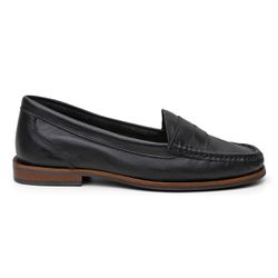 Mocassim Feminino Clássico em Couro Cor Preta - 11... - Ateliê Mario Mello