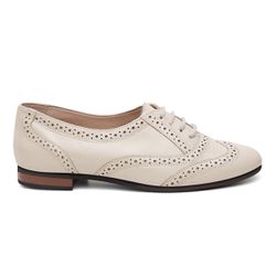 Oxford Feminino Clássico em Couro Off White - 1400... - Ateliê Mario Mello