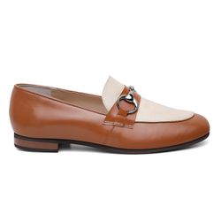 Loafer Feminino em Couro com fivela cor Caramelo -... - Ateliê Mario Mello