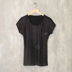 blusa malha tricot metalizado preta TAM M - 036 - ATEMPORAL