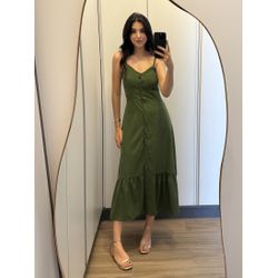 Vestido Botão midi Verde - 34 - ATRAKCE