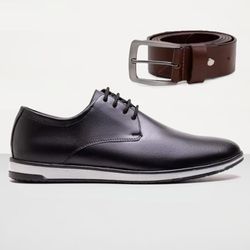Sapato Social Fino Oxford Masculino + Cinto - Pret... - Atria Shoes