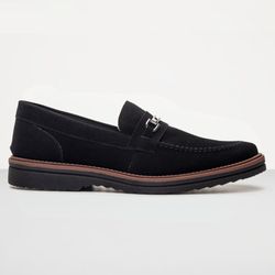 Mocassim Masculino Loafer Derby em Camurça - Preto... - Atria Shoes