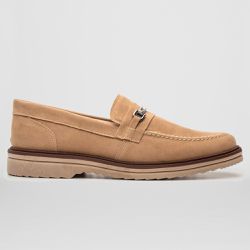 Mocassim Masculino Loafer Derby em Camurça - Areia... - Atria Shoes