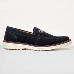 Mocassim Masculino Loafer Derby em Camurça - Azul ... - Atria Shoes