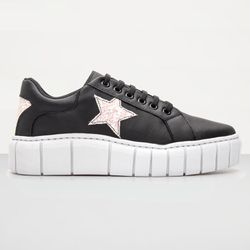 Tênis Feminino Casual com Detalhe em Estrela - Pre... - Atria Shoes