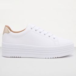 Tênis Feminino Plataforma Sola 4cm - Branco - JL 1... - Atria Shoes
