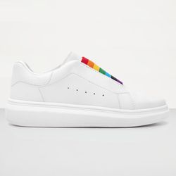 Sapatenis Casual Branco LGBTQI+ Bandeira Arco-íris... - Atria Shoes