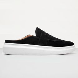 Mule Masculino Sola Alta Loafer Derby em Camurça -... - Atria Shoes