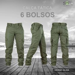 Calça Tática Militar 6 Bolsos Rip Stop Verde Olive... - Airsoft e Armas de Pressão Azsports 