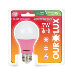 LÂMPADA LED BOLINHA 7W ROSA S60 BIVOLT - BA Elétrica - Sua Loja de Materiais Elétricos em Manaus