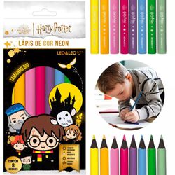 Lápis Sextavado Neon Harry Potter 8 Cores - Leo e ... - BAIUCA