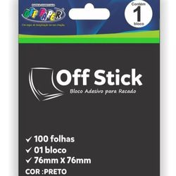 Bloco Adesivo Off Stick 76mmx76mm C/100 Fls Preto ... - BAIUCA