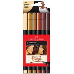 Kit Canetas Brush Pen Faber-Castell - Tons de Pele... - BAIUCA