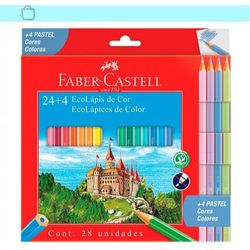 LAPIS DE COR 24 CORES + 4 PASTEL FABER CASTELL - BAIUCA