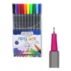 Kit Caneta Fineliner BRW 0.4mm - Conjunto de 12 Un - BAIUCA