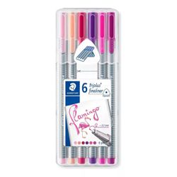 Kit Canetas Fineliner Staedtler - 6 Cores Flamingo - BAIUCA