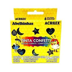 Tinta Confetti Acrilex 15ml - Conjunto com 6 Cores - BAIUCA