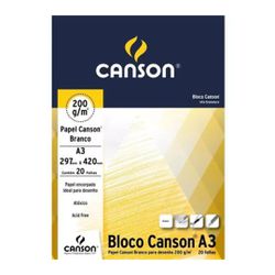 Bloco de Desenho Profissional A3 Canson 200g 20 Fo... - BAIUCA