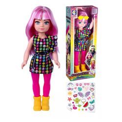 Boneca Charmosa Fashion Cabelo Rosa - Cotiplás - BAIUCA