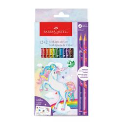 Kit Lápis de Cor 12 Cores + 2 Lápis Unicórnio Fabe... - BAIUCA