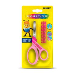 Tesoura Escolar com Kit Alfabeto Rosa Acrilex - BAIUCA