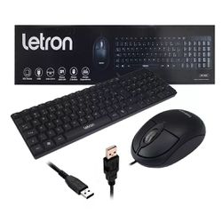 Combo Teclado e Mouse USB Preto KM-1901 Letron - BAIUCA