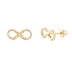 Brinco de ouro amarelo 18k - Infinito - BAMBINA JOIAS