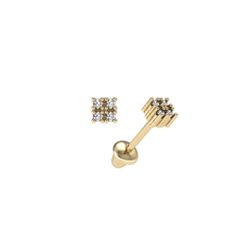 Brinco baby ouro amarelo 18k diamantes - Quadradin... - BAMBINA JOIAS