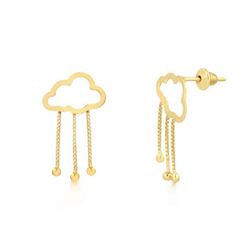 Brinco de ouro amarelo 18k - Nuvem - BAMBINA JOIAS