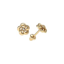 Brinco de ouro amarelo 18k diamante - Gominho - BAMBINA JOIAS