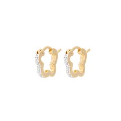 Brinco de ouro amarelo 18k argola trevo - BAMBINA JOIAS