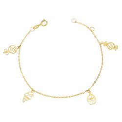 Pulseira ouro amarelo 18k - docinho - BAMBINA JOIAS