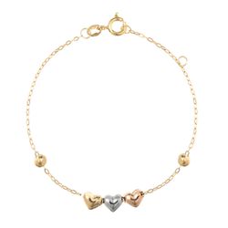 Pulseira ouro amarelo 18k - coracao - BAMBINA JOIAS