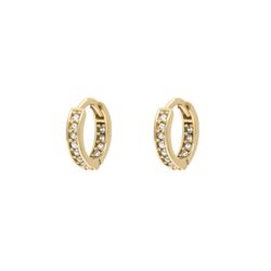 Brinco de ouro amarelo 18k argola com cristais gro... - BAMBINA JOIAS