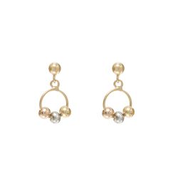 Brinco de ouro amarelo 18k - 3 bolinhas - BAMBINA JOIAS