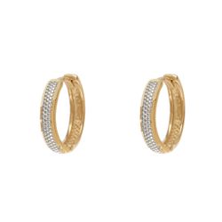 Brinco de ouro amarelo e branco 18k - Argola Click - BAMBINA JOIAS