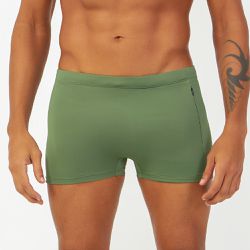 SUNGA BOXER COM ZIPER VERTICAL VERDE MILITAR - Banho de Mar