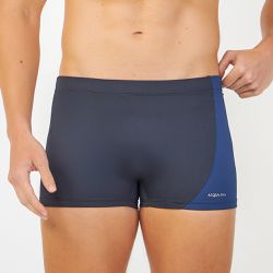 SUNGA BOXER COM RECORTE ORGANICO PRETO COM MARINHO - Banho de Mar