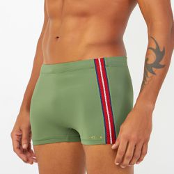 SUNGA BOXER COM LISTRA VERDE MILITAR - Banho de Mar