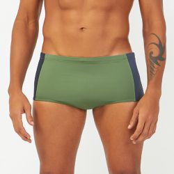 SUNGA SLIP TRICOLOR VERDE MILITAR C PRETO E GRAFIT - Banho de Mar