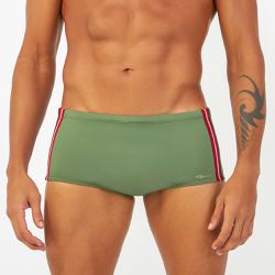 SUNGA SLIP COM LISTRA VERDE MILITAR - Banho de Mar